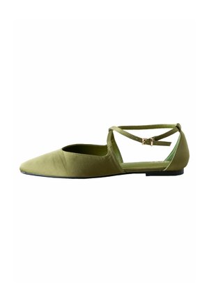 REGULAR FIT - FOREVER COMFORT POINTED TOE - Ankle strap ballet pumps - green satin