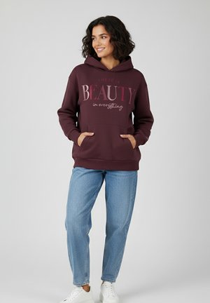 MIT SCHRIFTZUG - Kapuzenpullover - rot