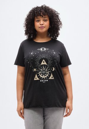 CARLUCY LIFE REG JRS NOOS - T-shirt imprimé - black print zodiac