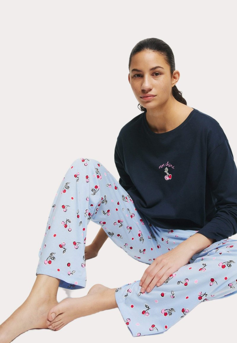 Pigiama Donna In Puro Cotone Marks & Spencer – Stampa A Scacchi Blu Navy, Maniche Corte - Foto 3