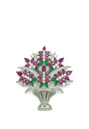 GORGEOUS BOUQUET - Broche - rot/grün/weiss/silber
