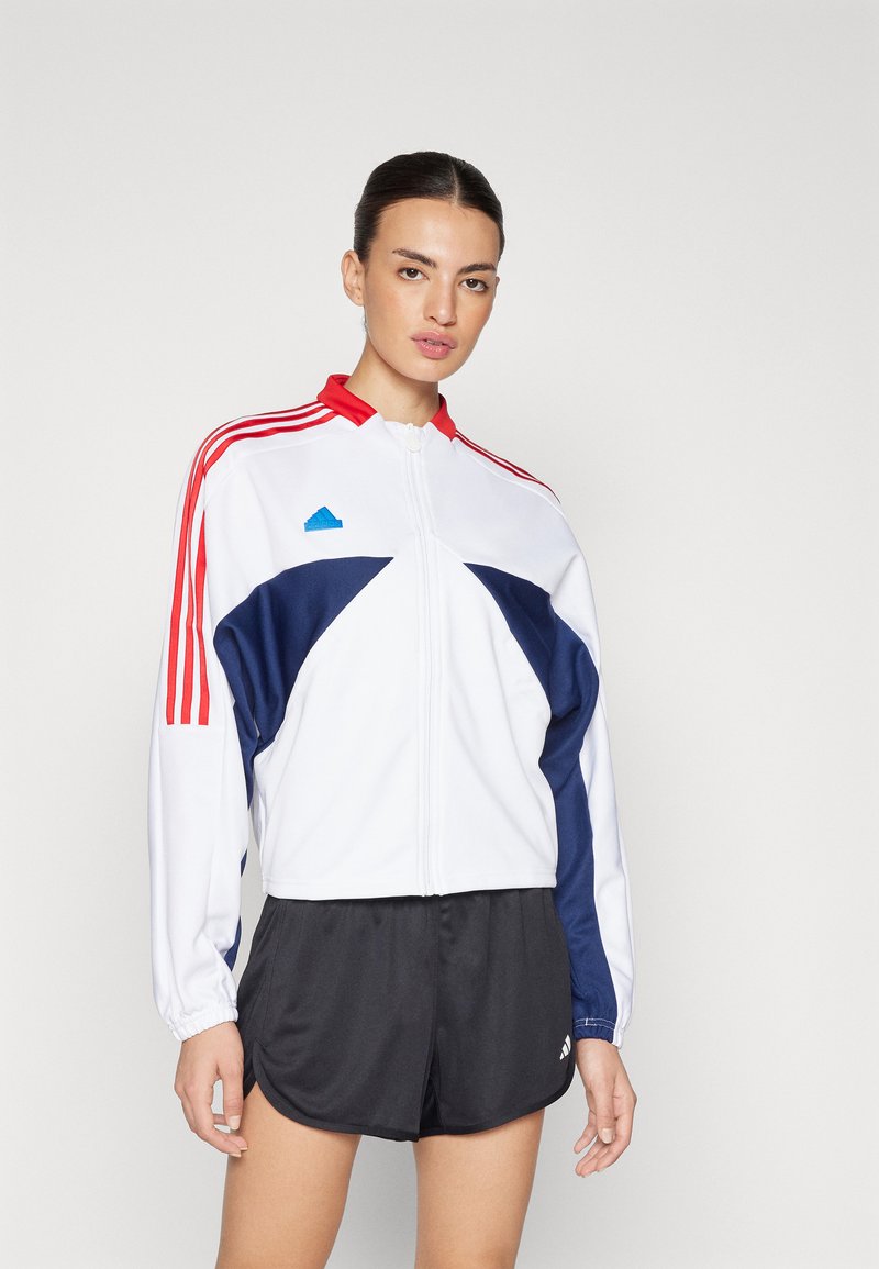 adidas Sportswear TIRO CUT 3-STRIPES TRACK - Jaka ar rāvējslēdzēju - white/better scarlet