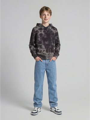 TOM TAILOR, TOM TAILOR STRICK & SWEATSHIRTS HOODIE SWEATSHIRT MIT BATIKMUSTER - Jersey con capucha - dark grey tie dye