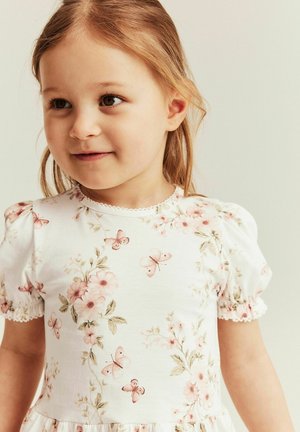 Newbie, FLOWERS AND BUTTERFLIES PEPLUM TOP - T-Shirt print - off-white