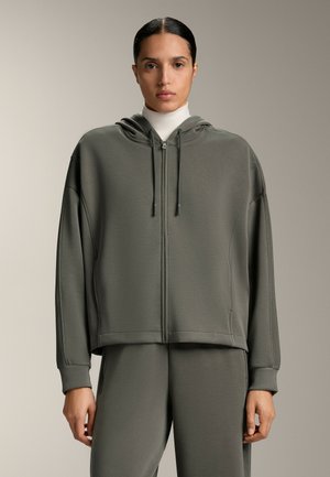 BRUSHED HOODED WITH RIB DETAILS - Cipzáras pulóver - grey