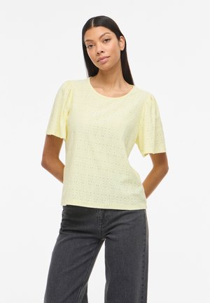 VILA, Short Sleeved VIBELLI Round neck - T-shirt imprimé - pastel yellow
