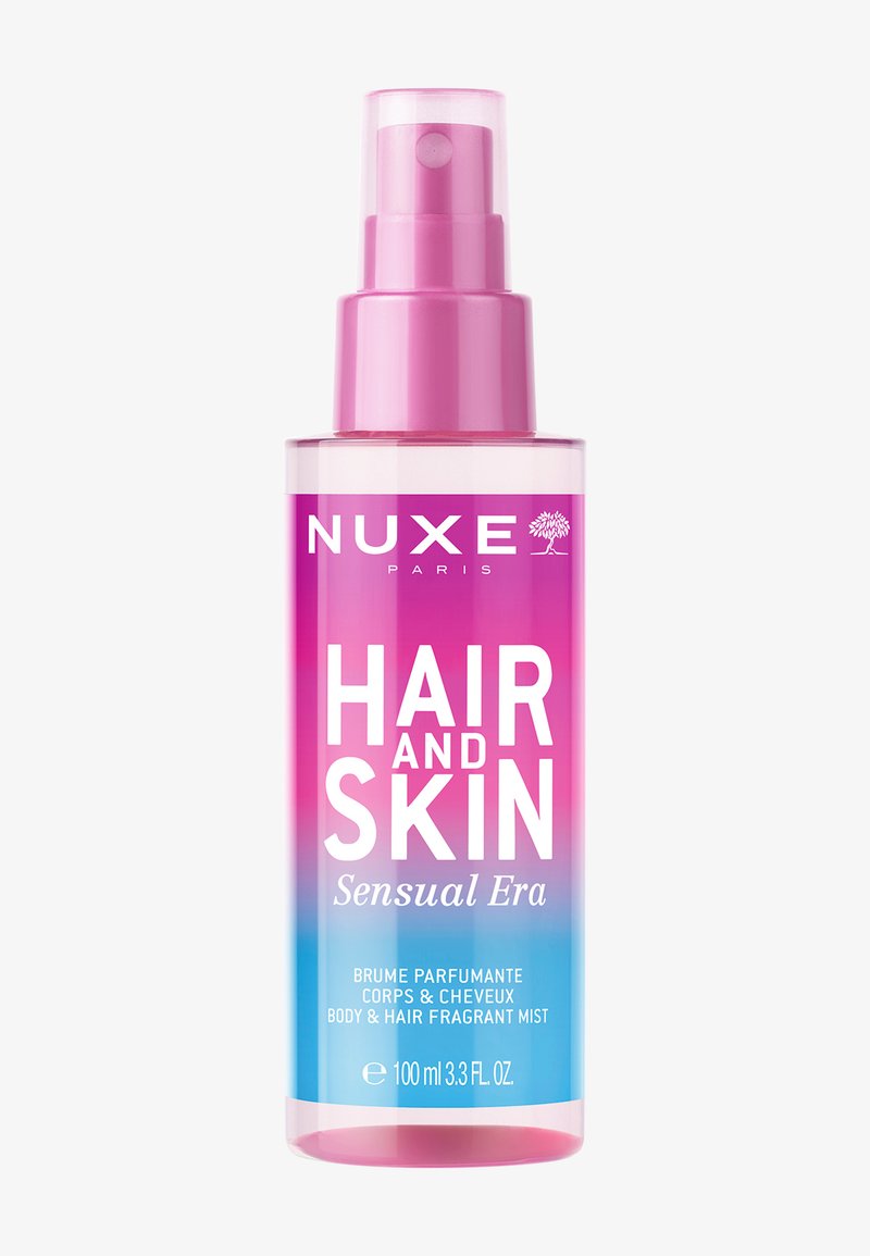 Vaporisateur de parfum corporel et capillaire Nuxe Hair and Skin Sensual Era, dégradé rose et bleu, 100 ml.