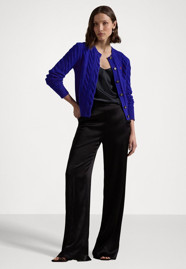 CABLE KNIT WOOL CASHMERE CARDIGAN - Cardigan - heritage royal3