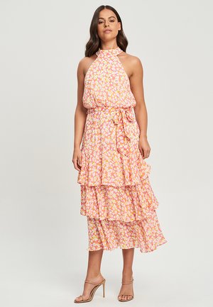 TONYA MIDI - Dnevna obleka - aria floral orange and pink