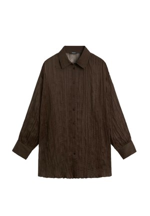 Massimo Dutti, PLEATED TOTAL LOOK SHIRT - Skjortebluser - dark brown