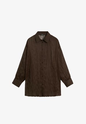Massimo Dutti, PLEATED TOTAL LOOK SHIRT - Skjortebluser - dark brown