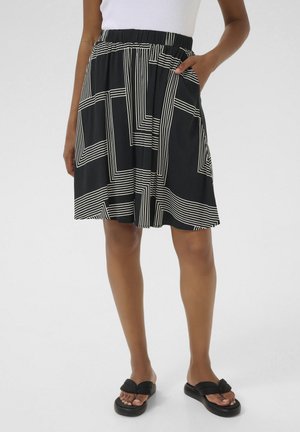 Kaffe DONNY - A-linjekjol - black beige graphic lines