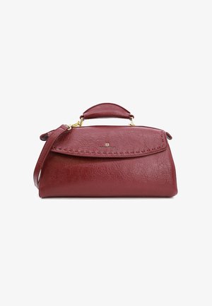 Borsa a tracolla in pelle marrone scuro con manico superiore, tracolla removibile, chiusura a patta cucita e piccolo logo dorato di Queen Helena.