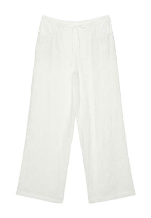 Stradivarius, EMBROIDERED STRAIGHT-LEG TROUSERS - Pantalon classique - beige