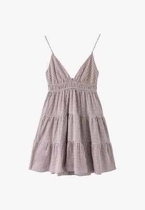 Stradivarius, GINGHAM SHORT DRESS WITH OPEN BACK - Hverdagskjole - mottled blue
