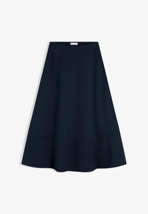 Tommy Hilfiger, LINEN BLEND RUFFLE MIDI SKIRT - sukňa v tvare A - dark night navy