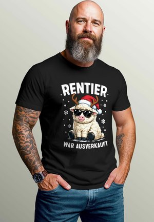 WEIHNACHTEN SPRUCH LUSTIG XMAS MOONWORKS - Print T-shirt - schaf schwarz