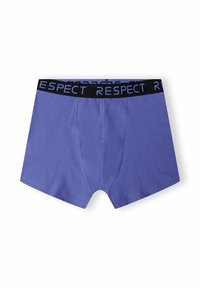Boxeri violeți confecționați din bumbac moale, având un brâu negru cu inscriptionarea "RESPECT" în litere îndrăznețe. Textură netedă, formă ajustată.