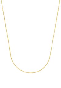 Collar de cadena de oro con un diseño delicado y fino, con una textura suave y un sutil patrón de torsión, adecuado para combinar con otras piezas o llevar solo.