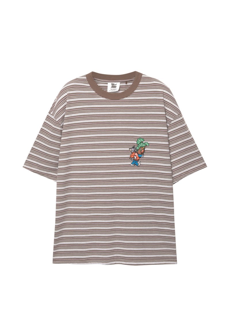 T-shirt Homme White Stuff Rayé Marron Et Blanc, Taille L - Coton Doux Manches Courtes