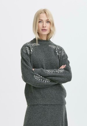 MAGGE EMB - Maglione - dark grey melange