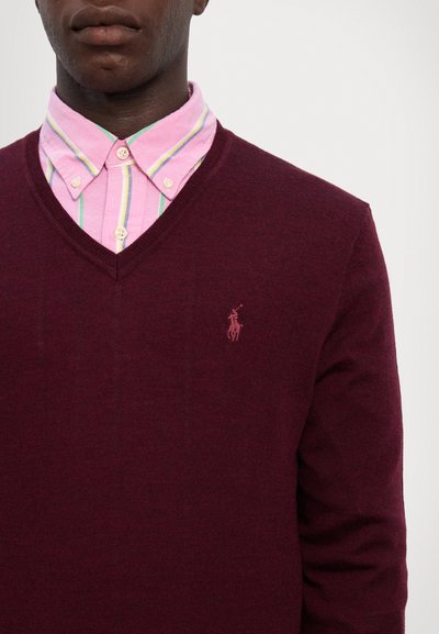 Polo Ralph Lauren SLIM FIT WASHABLE WOOL V-NECK JUMPER - Džemperis - aged wine heather