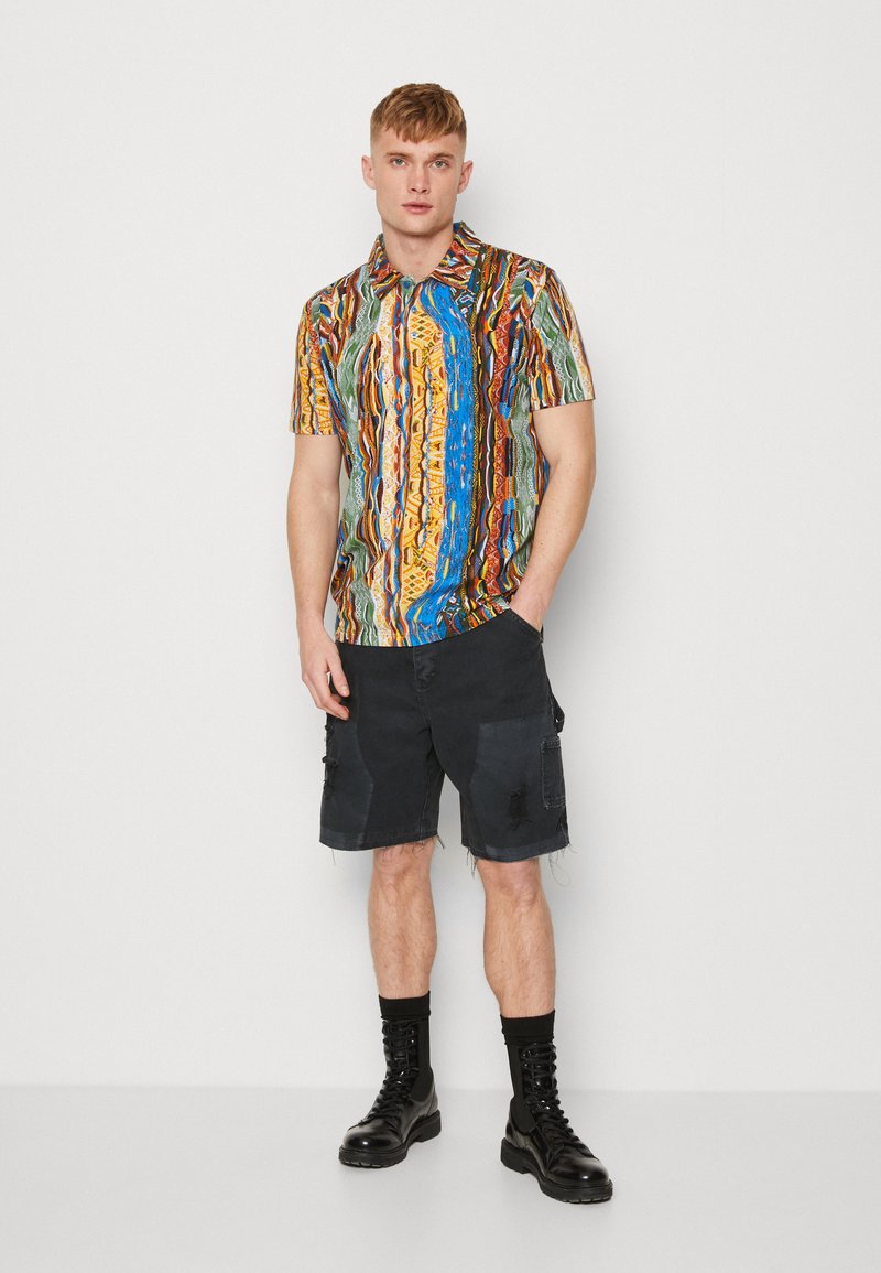 Carlo Colucci UNISEX - Polokošeľa - petrol/yellow/green/offwhite
