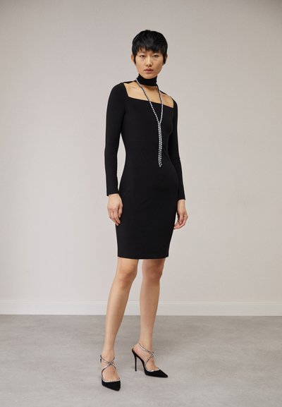 Norma Kamali LONG SLEEVE STRAPLESS TURTLENECK DRESS TO KNEE - Cocktailkjole - black