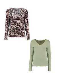 Hailys LANGARMSHIRT 2ER-SET V-AUSSCHNITT NORMALE PASSFORM - Langarmshirt - grau-grün