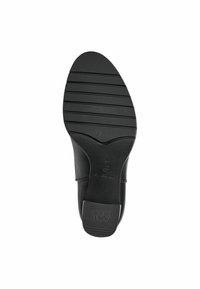Semelle de chaussure noire avec motif antidérapant, taille 37, et texte "ANTI SLIDE" sur la zone du talon.