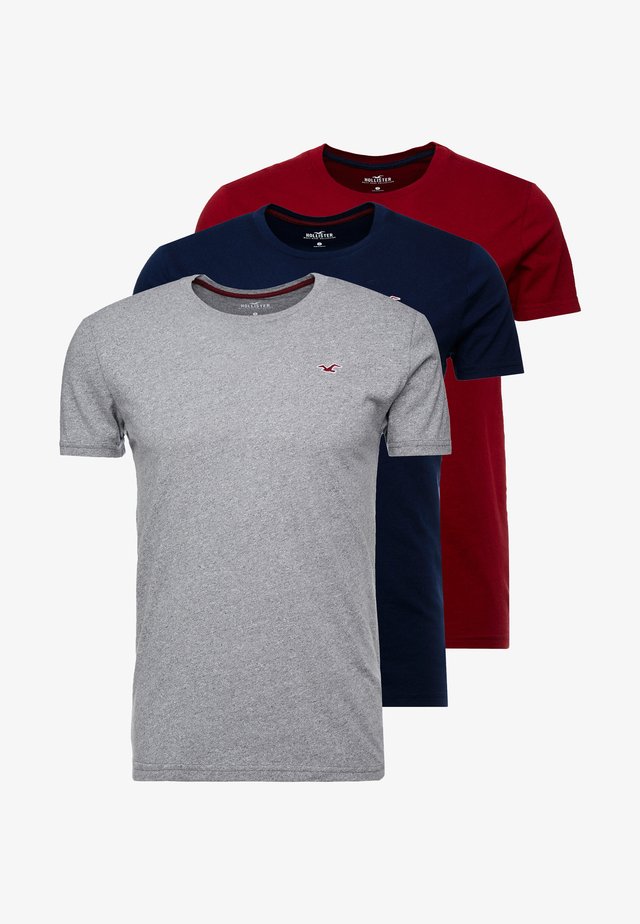 CREW 3 PACK - T-Shirt basic - navy/burgundy/grey
