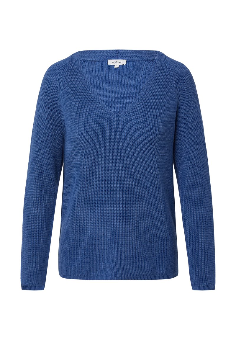 AUS MIT V-AUSSCHNITT Strickpullover blau Zalando