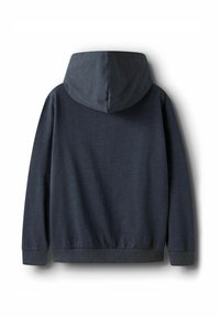 Mikina s kapucňou vo tmavosivej farbe, s hladkou textúrou, rebrovanými manžetami a lemom. Dizajn je minimálny, bez viditeľných log a vzorov.