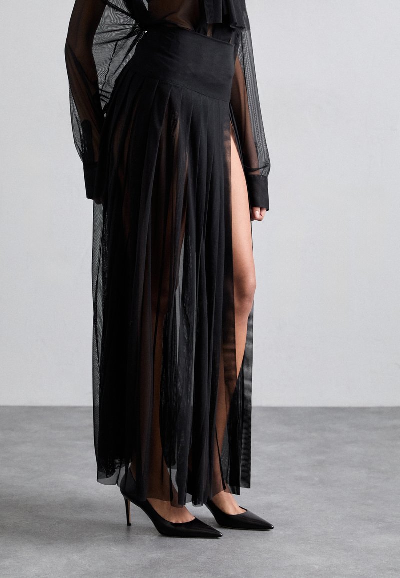 Norma Kamali - PLEATED LONG SKIRT SLIT - Pliceret nederdel /Nederdele med folder - black, Forstør