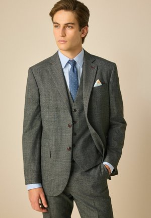 REGULAR FIT TRIMMED TEXTURED  - Suit jacket - charcoal grey