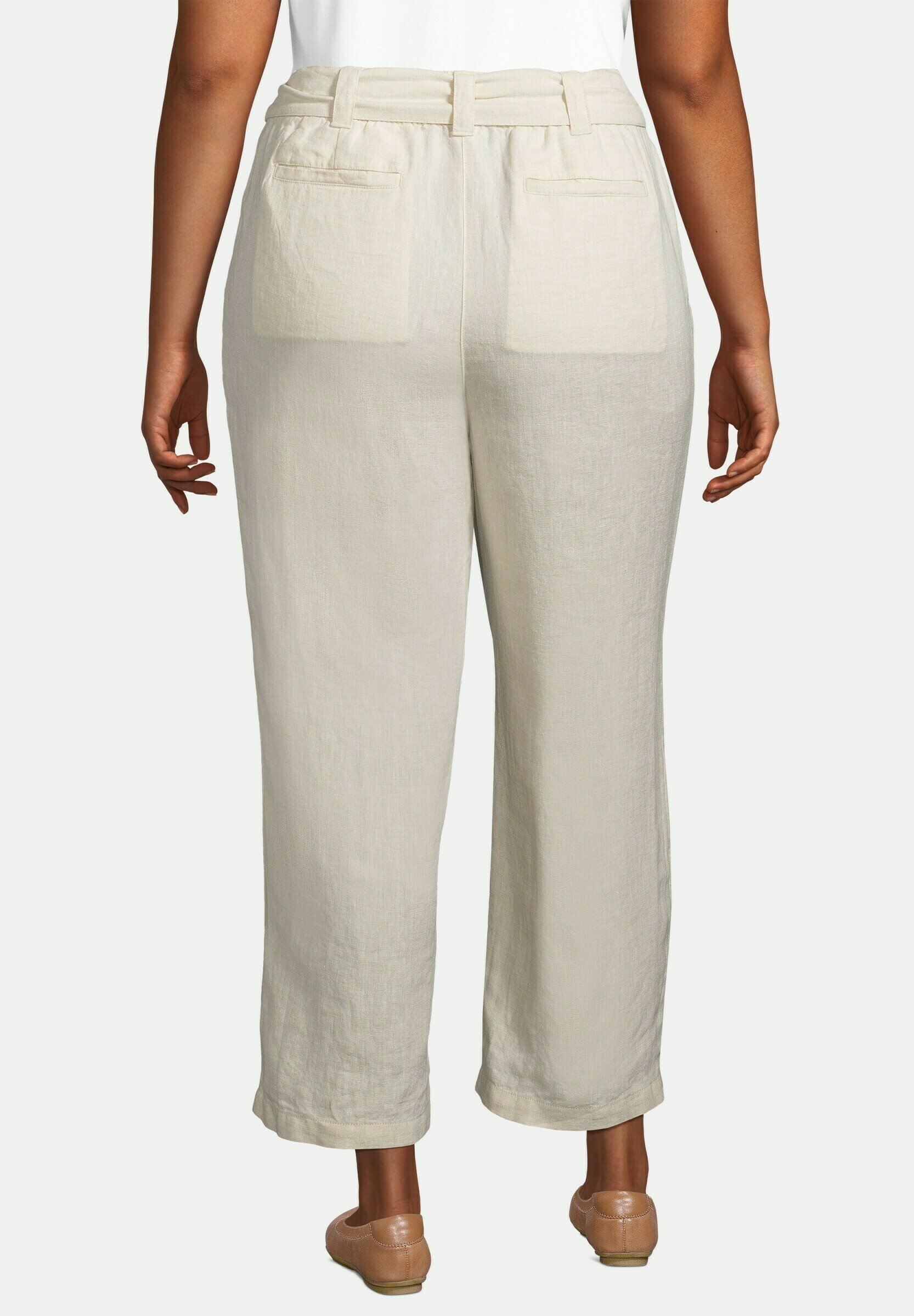 LANDS' END Trousers - flax linen/brown 