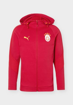 Puma, GALATASARAY SK EVOSTRIPE HOODED JACKET - Ρούχα για κλαμπ - dark cherry/summer sunset