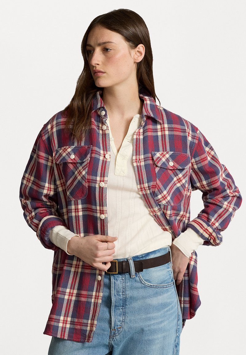 Polo Ralph Lauren PLAID COTTON TWILL WORKSHIRT - Blusa com botões - lava/yellow multi