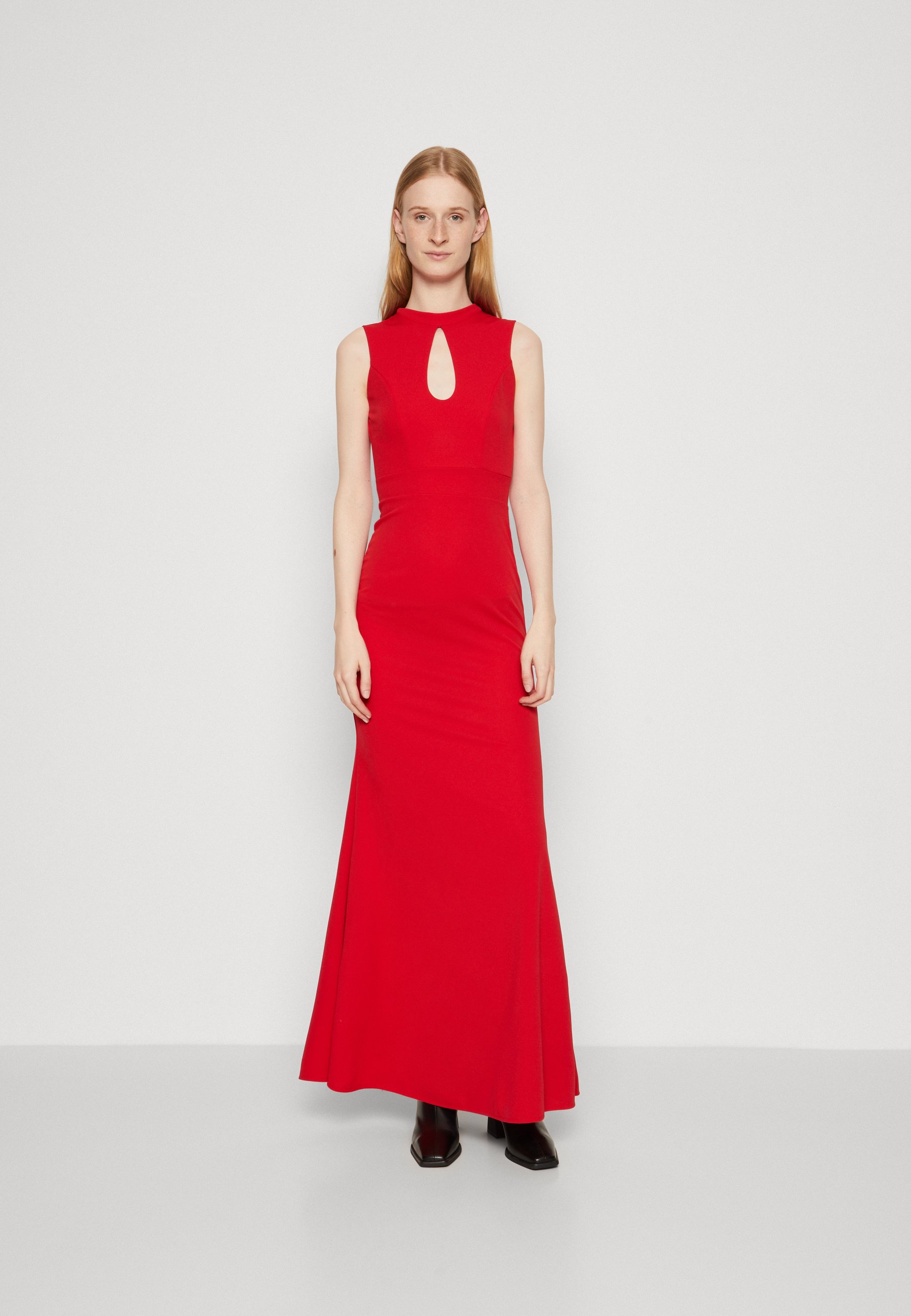 strapless open back dress Rhinestones Red Strapless V-Neck Mermaid Prom Dress main image 0