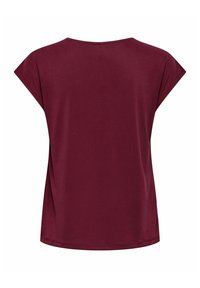 Camiseta marrón con mangas cortas tipo manga farol, escote redondo y corte holgado. Textura suave con un diseño sencillo y sin patrones o acentos visibles.
