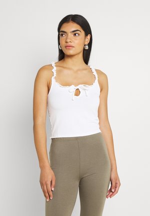 STRAP DETAIL SMOCKED SINGLET - Topper - white