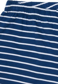 Blaue und weiße gestreifte Baumwollstoffe, weiche Textur, mit elastischem Bund, horizontal gleichmäßig angeordnete Streifen.