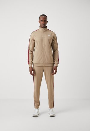 adidas Sportswear SMALL LOGO COLORBLOCK TRACKSUITS - Träningsset - blanch cargo/shadow red