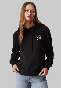 Calvin Klein Jeans EMBROIDERED REGULAR - Mikina s kapucí - ck black