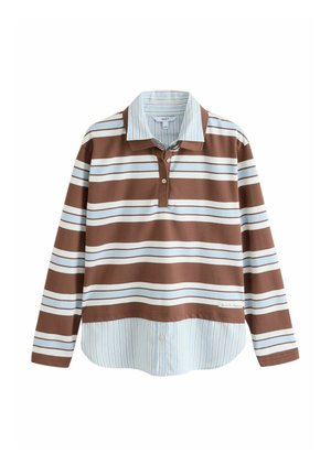 Next, STRIPED LAYERED POLO SHIRT - Poloshirt - chocolate brown blue