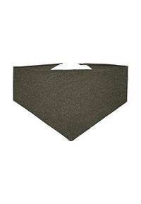 Bandana verde oliva realizzato in tessuto texturizzato, di forma triangolare con estremità appuntite e un lato interno liscio per il comfort.