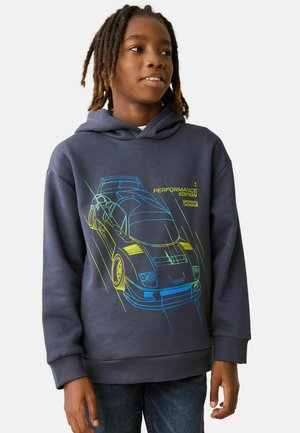 REGULAR FIT - GRAPHIC  - Džemperis ar kapuci - navy neon car