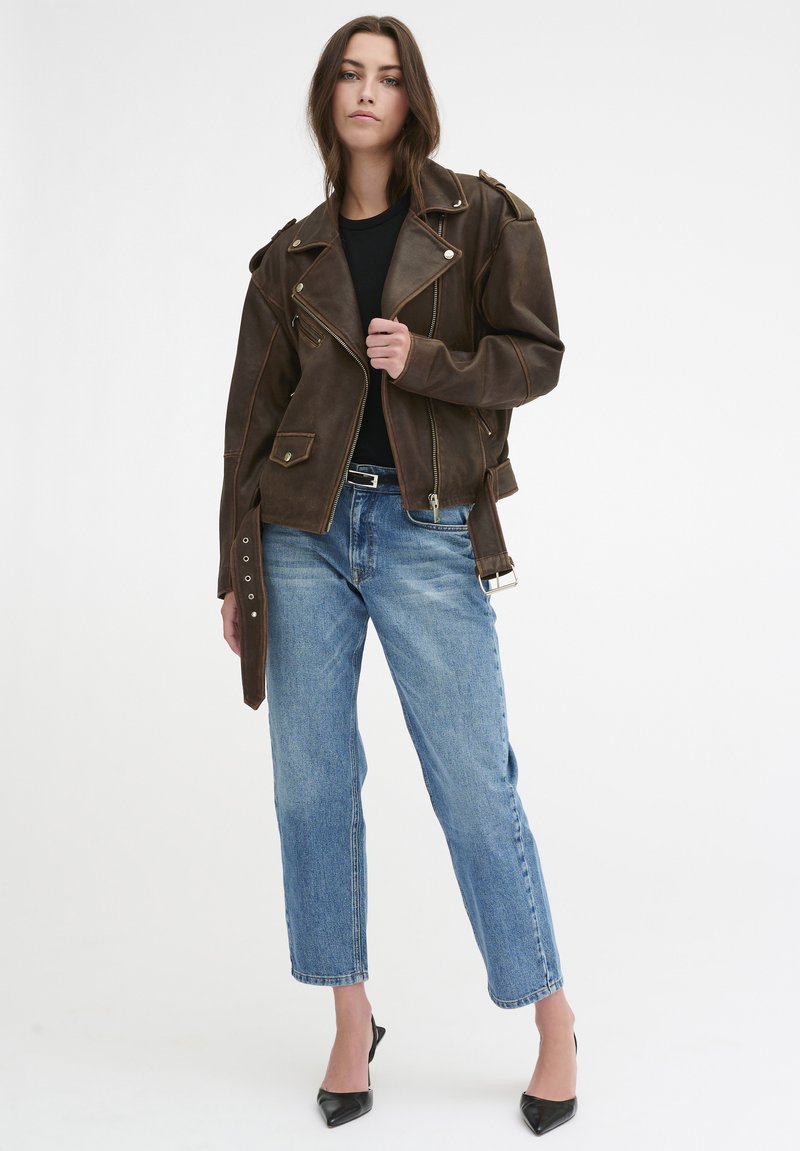 My Essential Wardrobe MWGILO - Lederjacke - brown retro wash/braun 