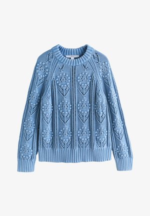 Next, REGULAR FIT - FLORAL STITCH - Pullover - blue washed