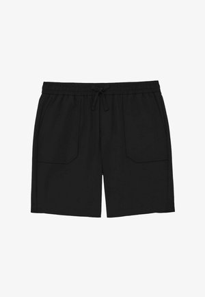Pantaloncini con vita elastica nera, coulisse frontale e due ampie tasche applicate su ogni lato.